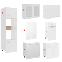 7 Piece Kitchen Cabinet Set Engineered Wood White