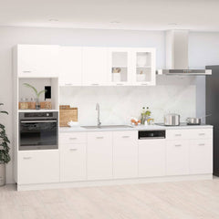 7 Piece Kitchen Cabinet Set Engineered Wood White