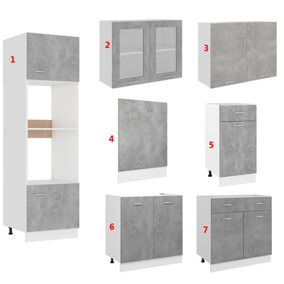 7 Piece Kitchen Cabinet Set Concrete Grey Engineered Wood