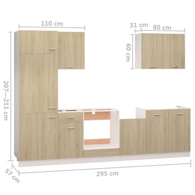 7 Piece Kitchen Cabinet Set Sonoma Oak Engineered Wood