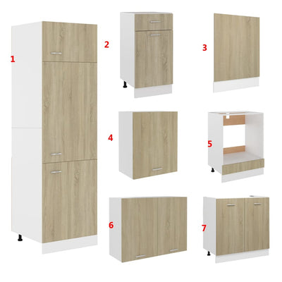 7 Piece Kitchen Cabinet Set Sonoma Oak Engineered Wood