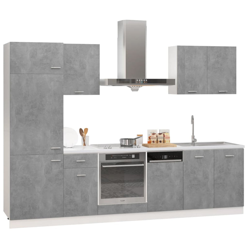 7 Piece Kitchen Cabinet Set Concrete Grey Engineered Wood