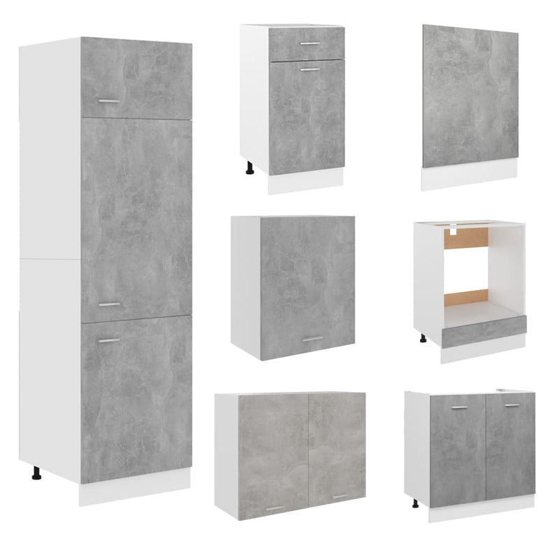 7 Piece Kitchen Cabinet Set Concrete Grey Engineered Wood