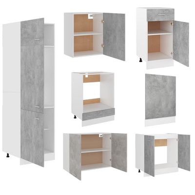 7 Piece Kitchen Cabinet Set Concrete Grey Engineered Wood