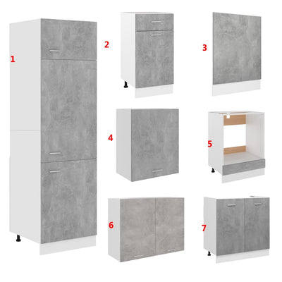 7 Piece Kitchen Cabinet Set Concrete Grey Engineered Wood