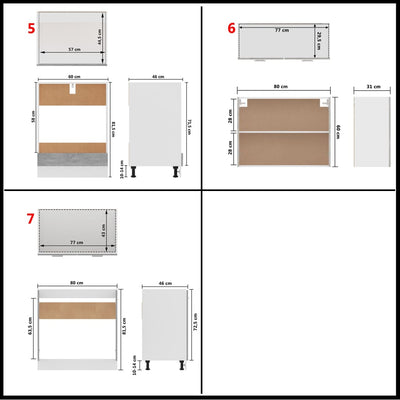 7 Piece Kitchen Cabinet Set Concrete Grey Engineered Wood