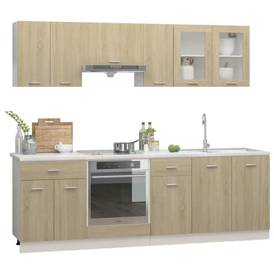 8 Piece Kitchen Cabinet Set Sonoma Oak Engineered Wood