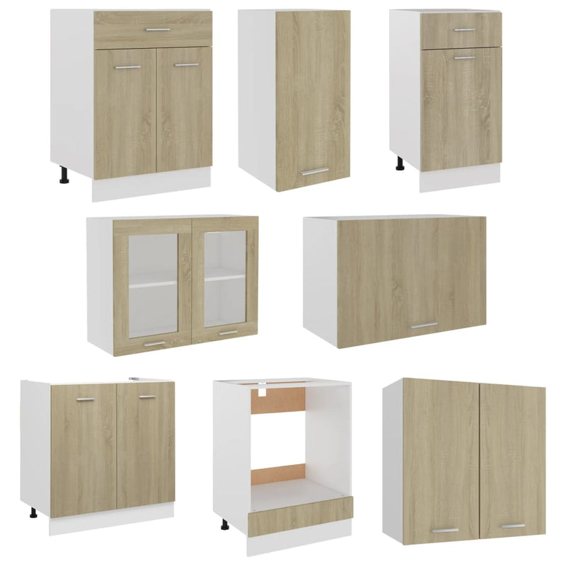 8 Piece Kitchen Cabinet Set Sonoma Oak Engineered Wood