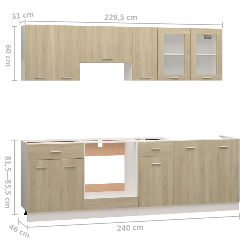 8 Piece Kitchen Cabinet Set Sonoma Oak Engineered Wood