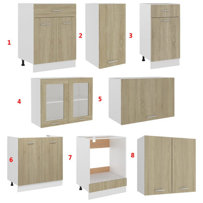 8 Piece Kitchen Cabinet Set Sonoma Oak Engineered Wood