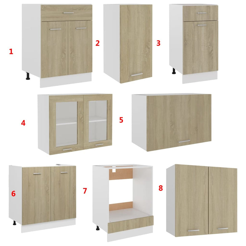 8 Piece Kitchen Cabinet Set Sonoma Oak Engineered Wood