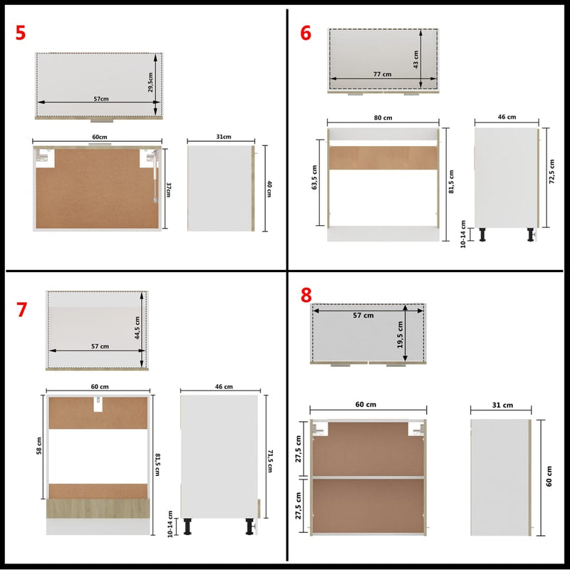 8 Piece Kitchen Cabinet Set Sonoma Oak Engineered Wood