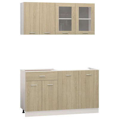 4 Piece Kitchen Cabinet Set Sonoma Oak Engineered Wood