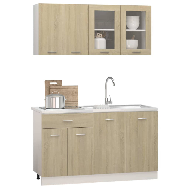 4 Piece Kitchen Cabinet Set Sonoma Oak Engineered Wood