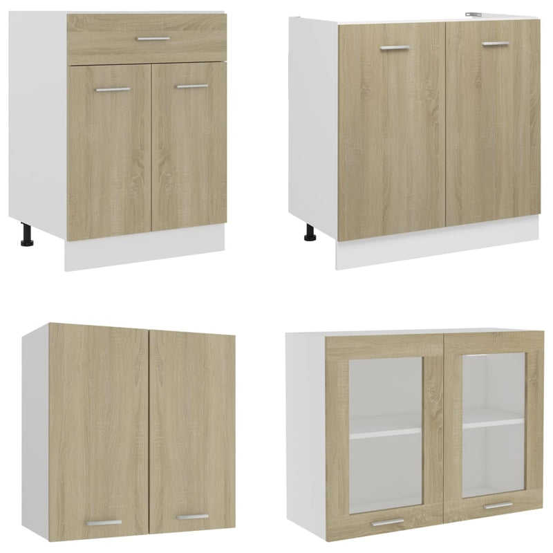 4 Piece Kitchen Cabinet Set Sonoma Oak Engineered Wood