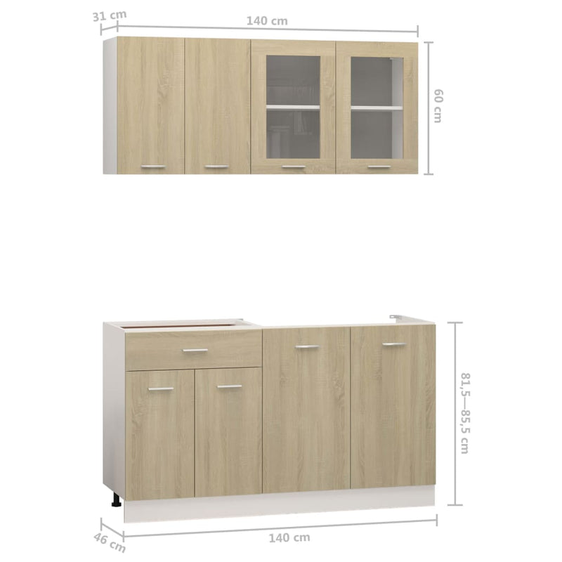 4 Piece Kitchen Cabinet Set Sonoma Oak Engineered Wood