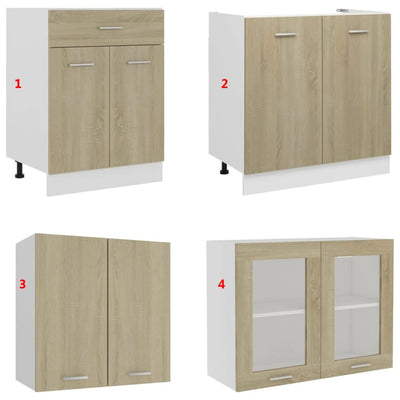 4 Piece Kitchen Cabinet Set Sonoma Oak Engineered Wood