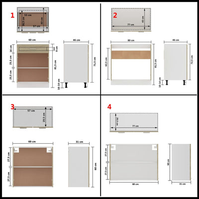 4 Piece Kitchen Cabinet Set Sonoma Oak Engineered Wood