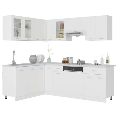 11 Piece Kitchen Cabinet Set White Engineered Wood