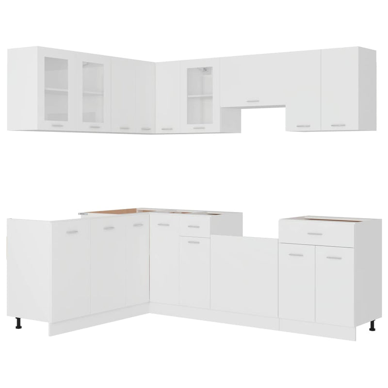 11 Piece Kitchen Cabinet Set White Engineered Wood