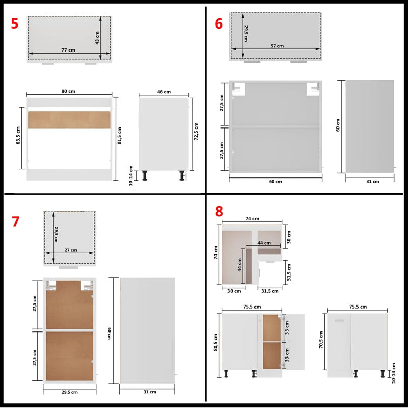 11 Piece Kitchen Cabinet Set White Engineered Wood