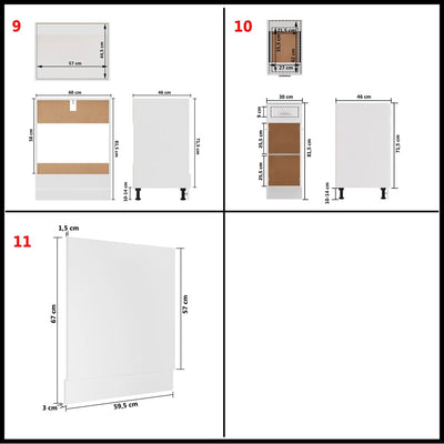 11 Piece Kitchen Cabinet Set White Engineered Wood