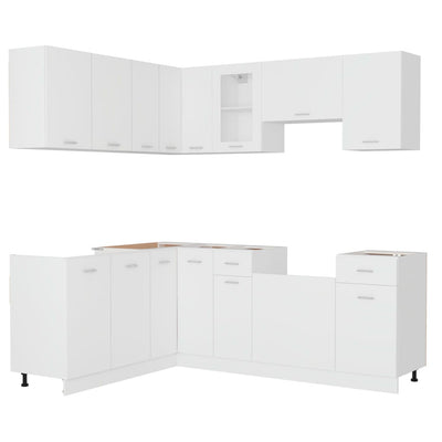 11 Piece Kitchen Cabinet Set White Engineered Wood