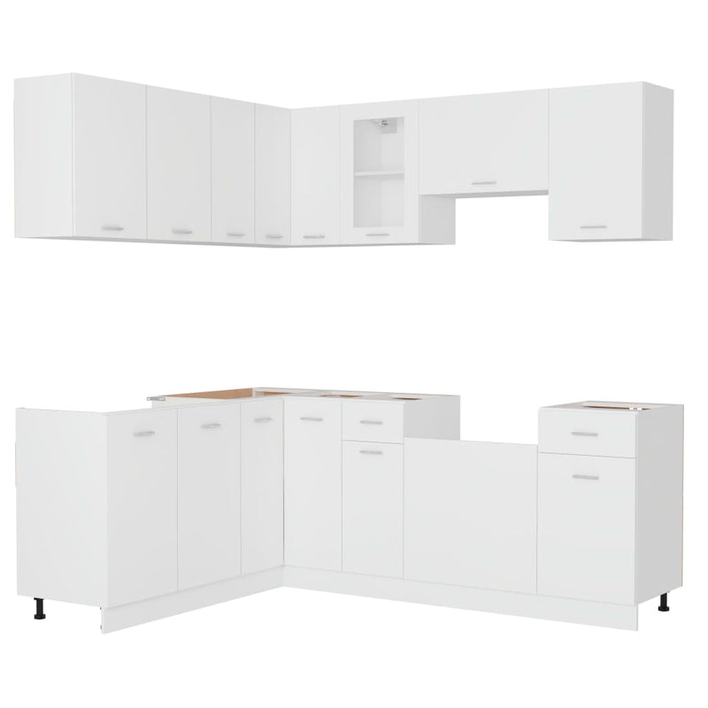 11 Piece Kitchen Cabinet Set White Engineered Wood