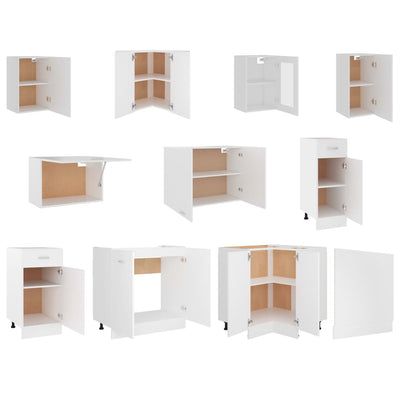 11 Piece Kitchen Cabinet Set White Engineered Wood