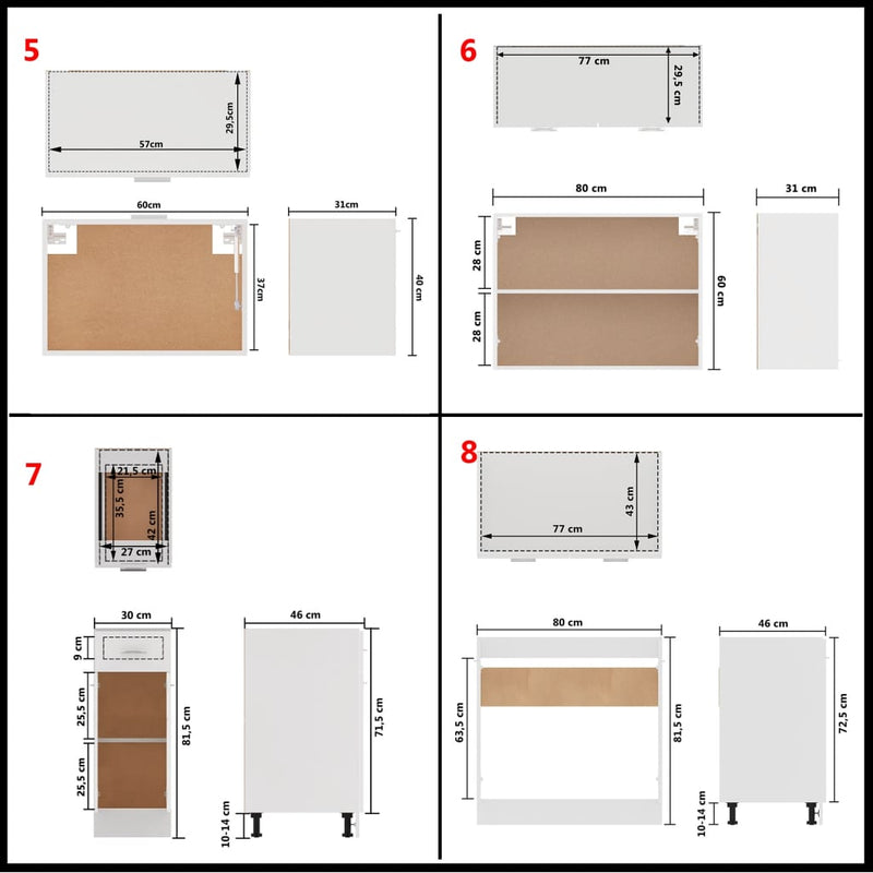 11 Piece Kitchen Cabinet Set White Engineered Wood