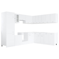 vidaXL 14 Piece Kitchen Cabinet Set Lyon" White Engineered Wood 3