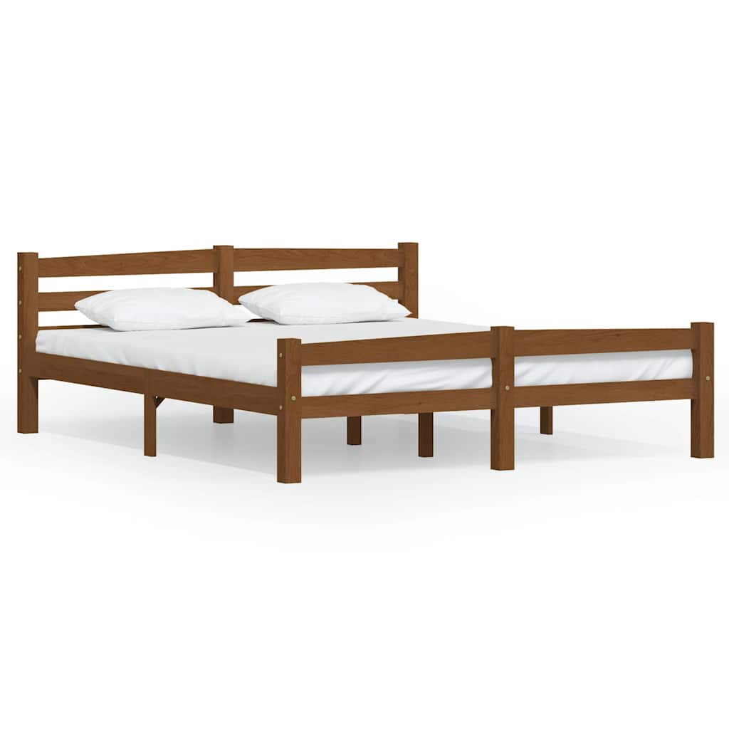 vidaXL Bed Frame without Mattress Honey Brown Solid Pinewood 160x200cm 2