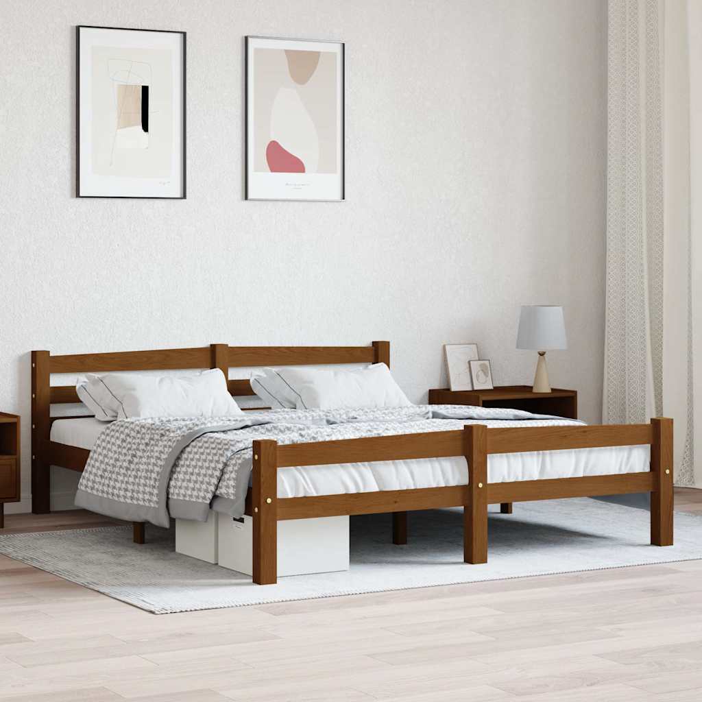 vidaXL Bed Frame without Mattress Honey Brown Solid Pinewood 160x200cm 1