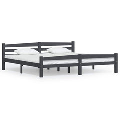 vidaXL Bed Frame without Mattress Dark Grey Solid Pinewood 200x200 cm 2