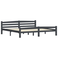 vidaXL Bed Frame without Mattress Dark Grey Solid Pinewood 200x200 cm 3