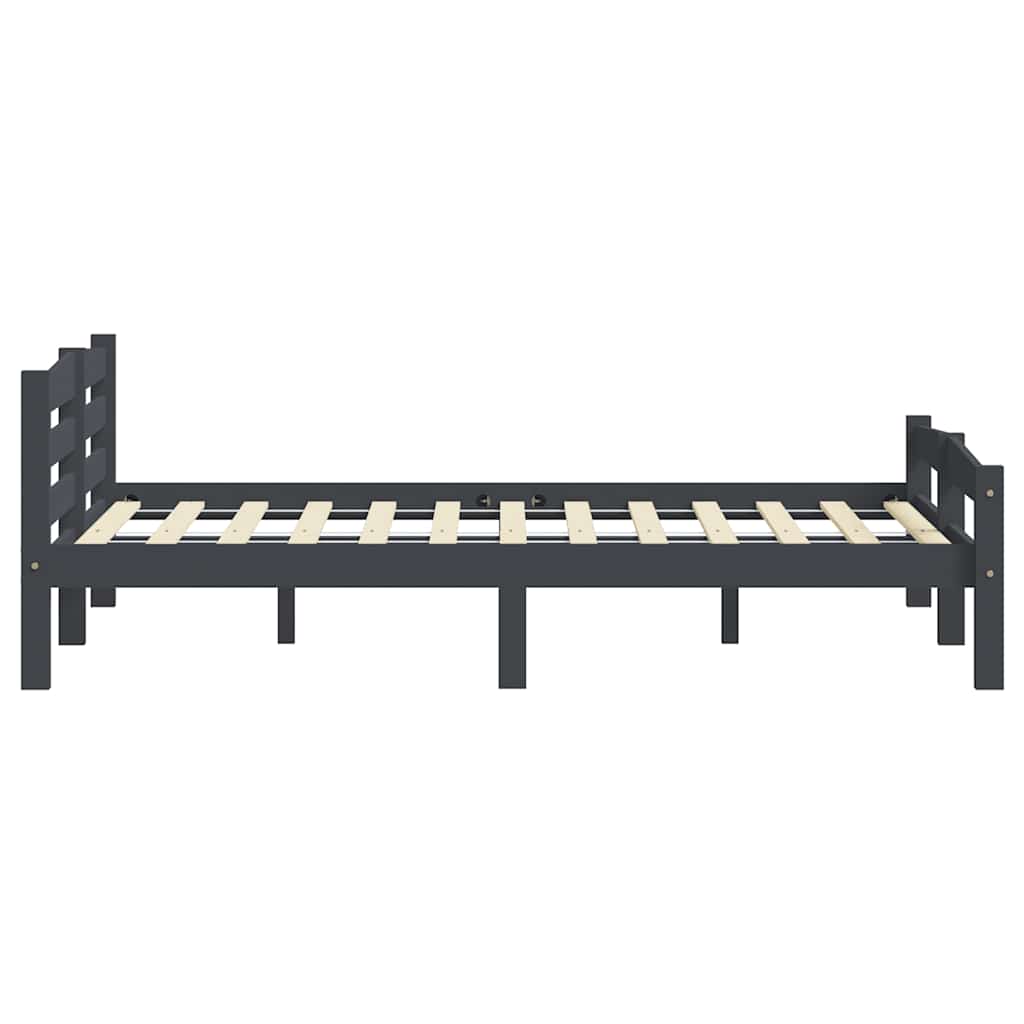 vidaXL Bed Frame without Mattress Dark Grey Solid Pinewood 200x200 cm 5