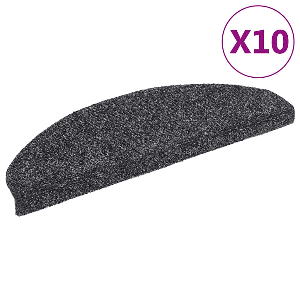 vidaXL Stair Mat | Set of 10 | Dark grey | Needle-punched fabric 2