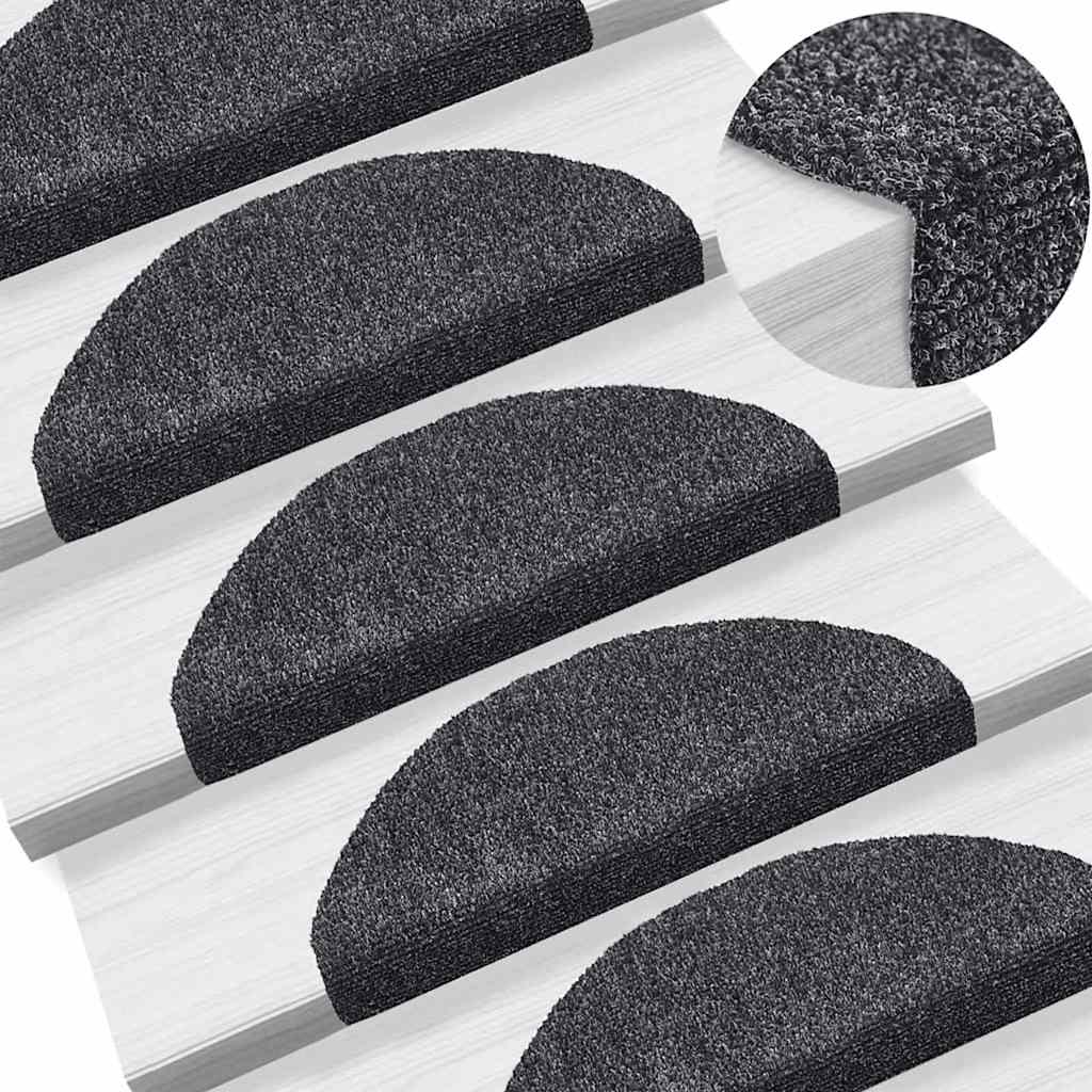 vidaXL Stair Mat | Set of 10 | Dark grey | Needle-punched fabric 1