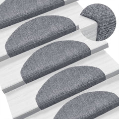 vidaXL Stair Mat |  Set of 10 | Light grey | Needle-punched fabric 1