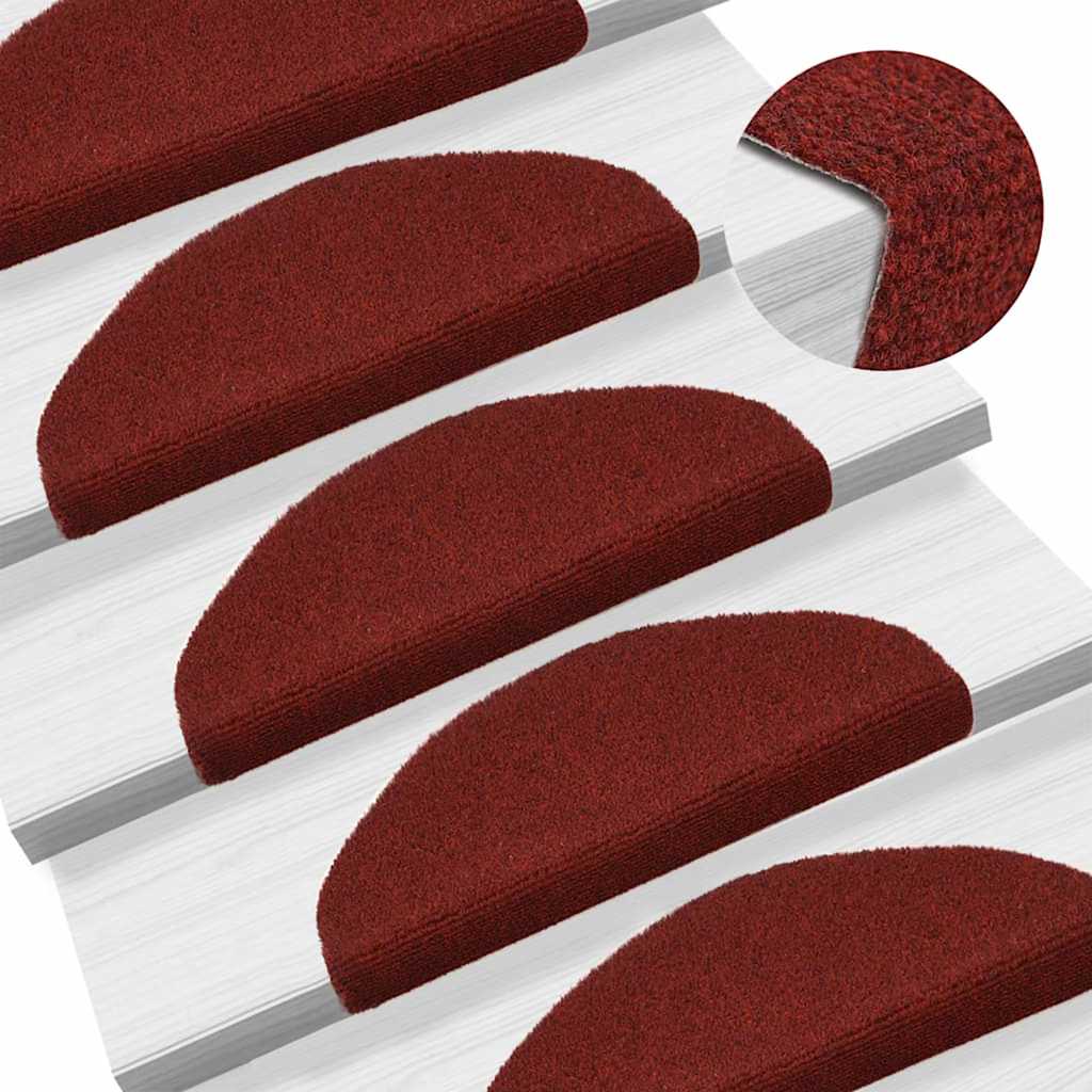 vidaXL Stair Mat | Set of 10 | Red | Needle-punched fabric | 65x21x4 cm 5