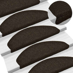 vidaXL Stair Mat | Set of 10 | Dark brown | Needle-punched fabric (100% PP) 1