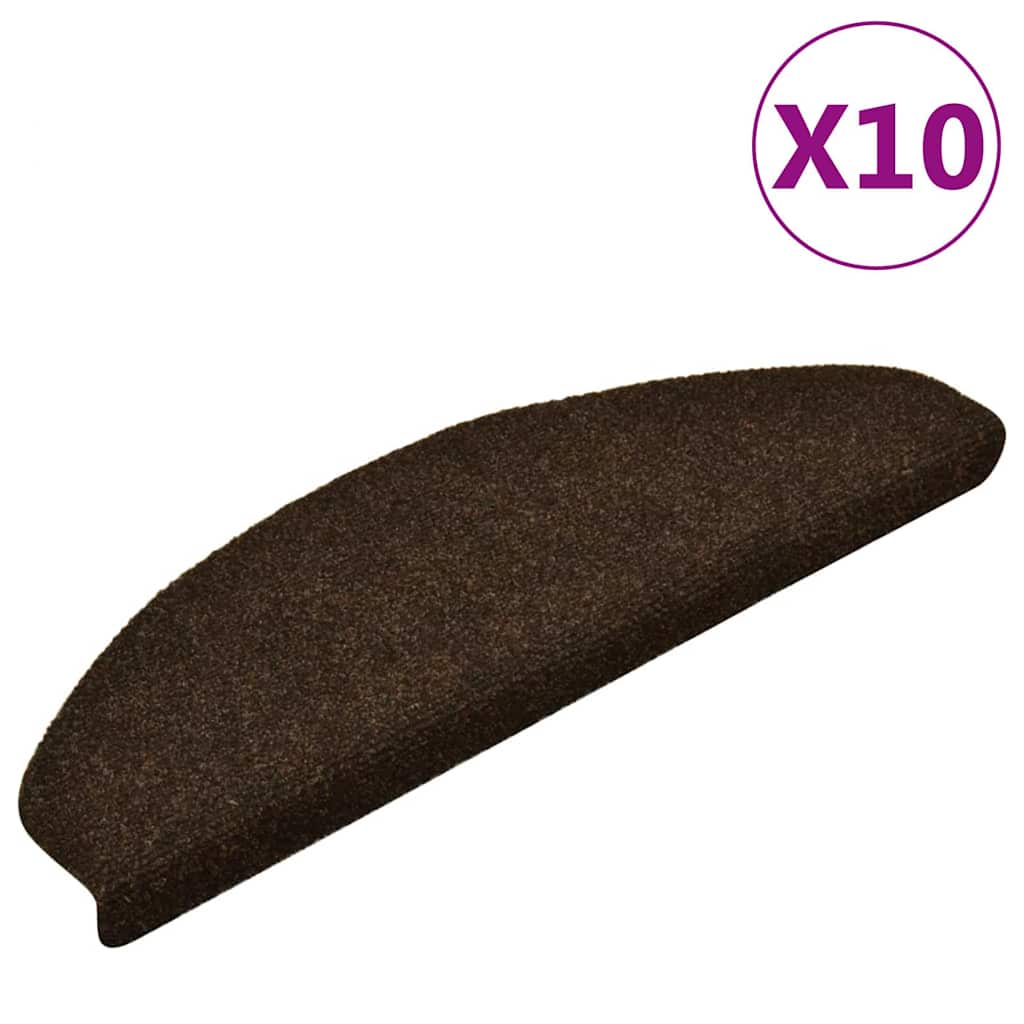 vidaXL Stair Mat | Set of 10 | Brown | Needle-punched fabric (100% PP) 1