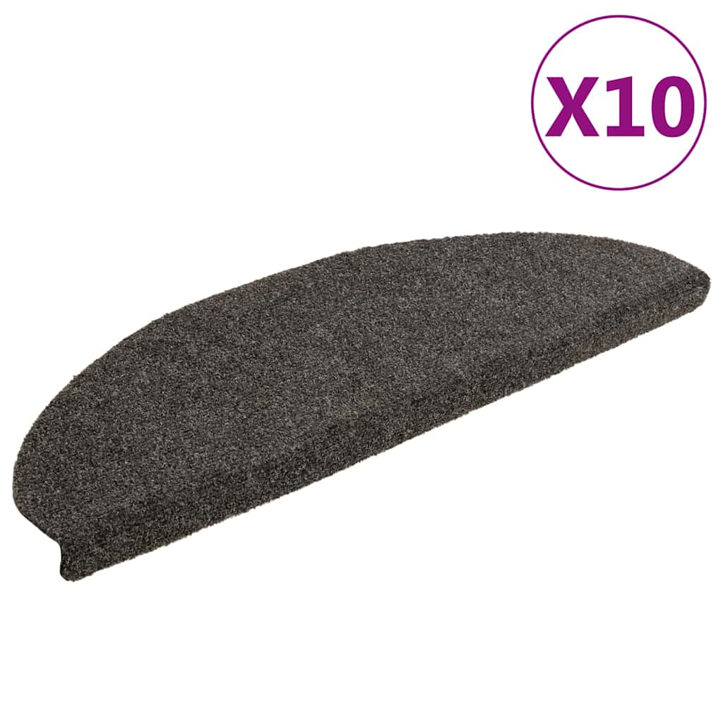 vidaXL Stair Mat | Set of 10 | Anthracite | Needle-punched fabric (100% PP) 1