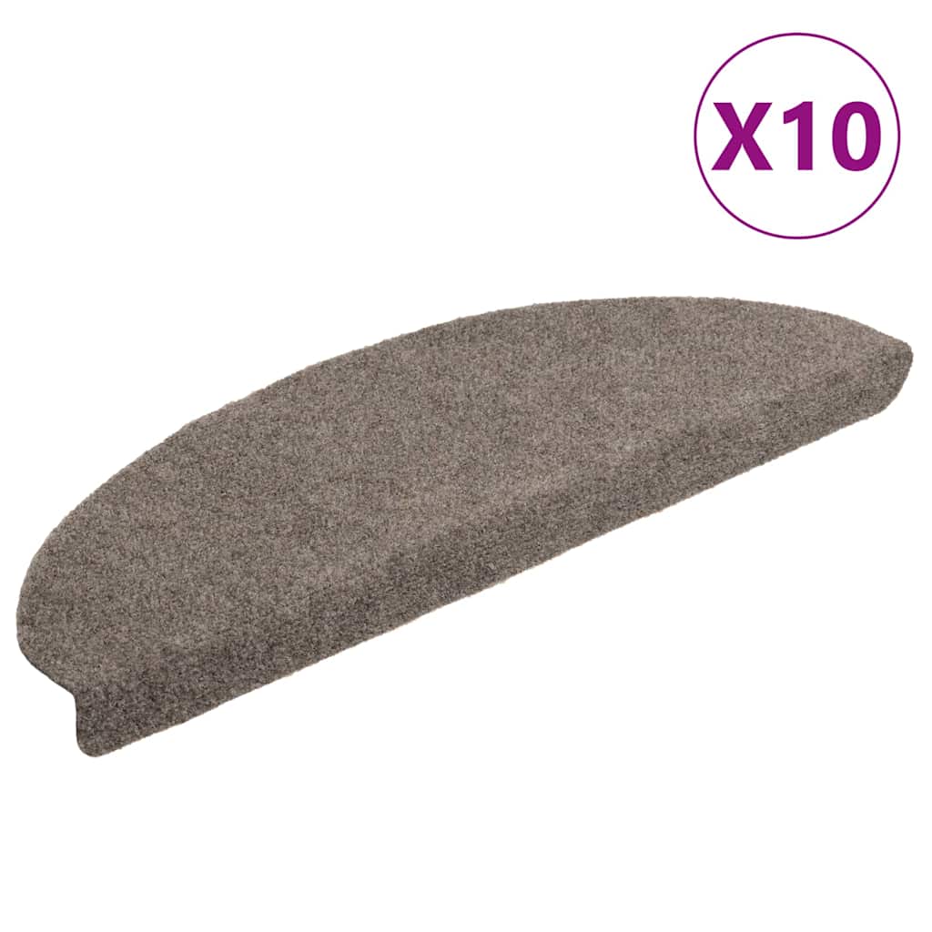 vidaXL Stair Mat | Set of 10 | Cream | Needle-punched fabric (100% PP) 2