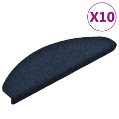vidaXL Stair Mat | Set of 10 | Navy | Needle-punched fabric (100% PP) | Standard 2