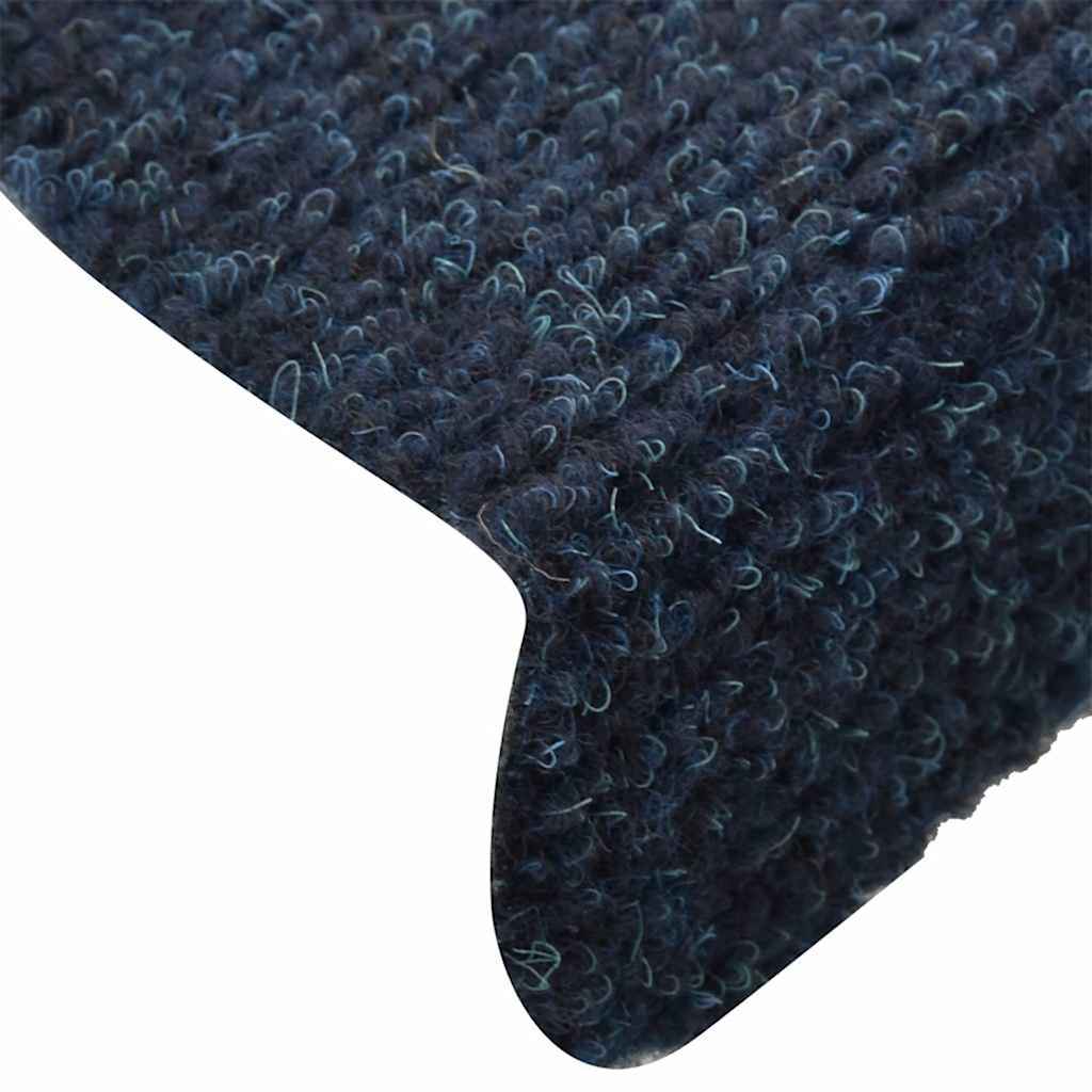 vidaXL Stair Mat | Set of 10 | Navy | Needle-punched fabric (100% PP) | Standard 6