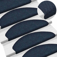 vidaXL Stair Mat | Set of 10 | Navy | Needle-punched fabric (100% PP) | Standard 1