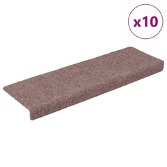 vidaXL Stair Mats Self-adhesive 10 pcs 65x21x4 cm Light Brown Rectangular Edge 2