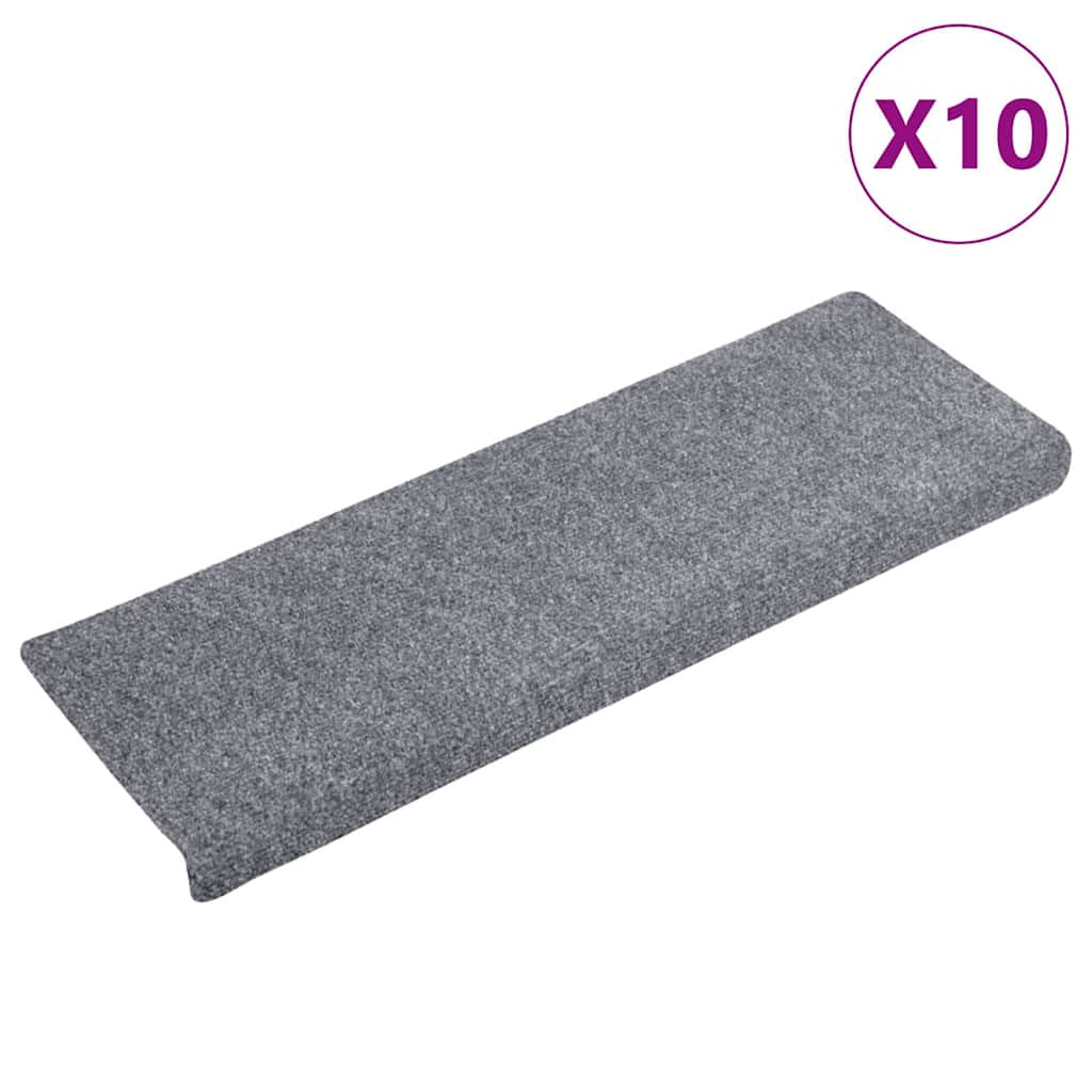 vidaXL Carpet Stair Tread | Set of 10 | Light Grey | 100% Polypropylene 2