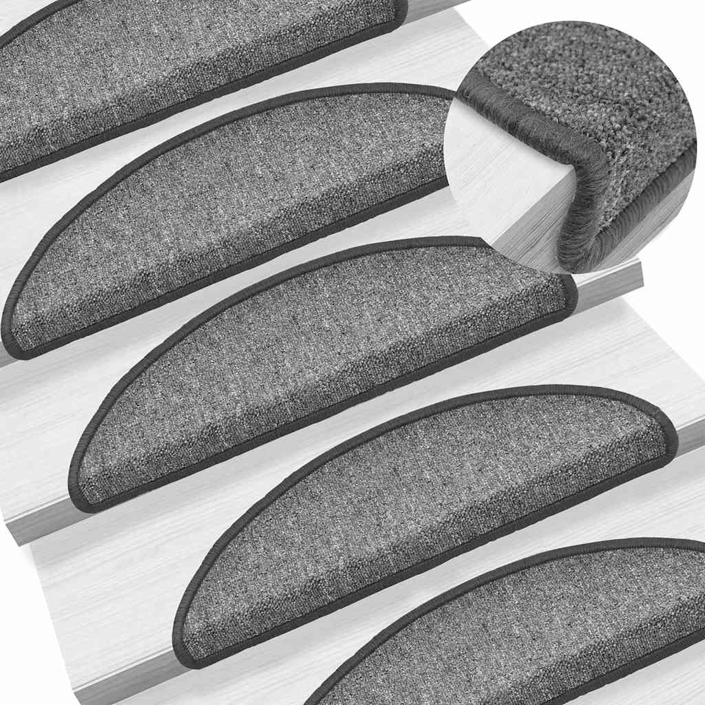 vidaXL Stair mats 10 pcs 56 x 17 x 3 cm Non-Slip Dark Grey 1